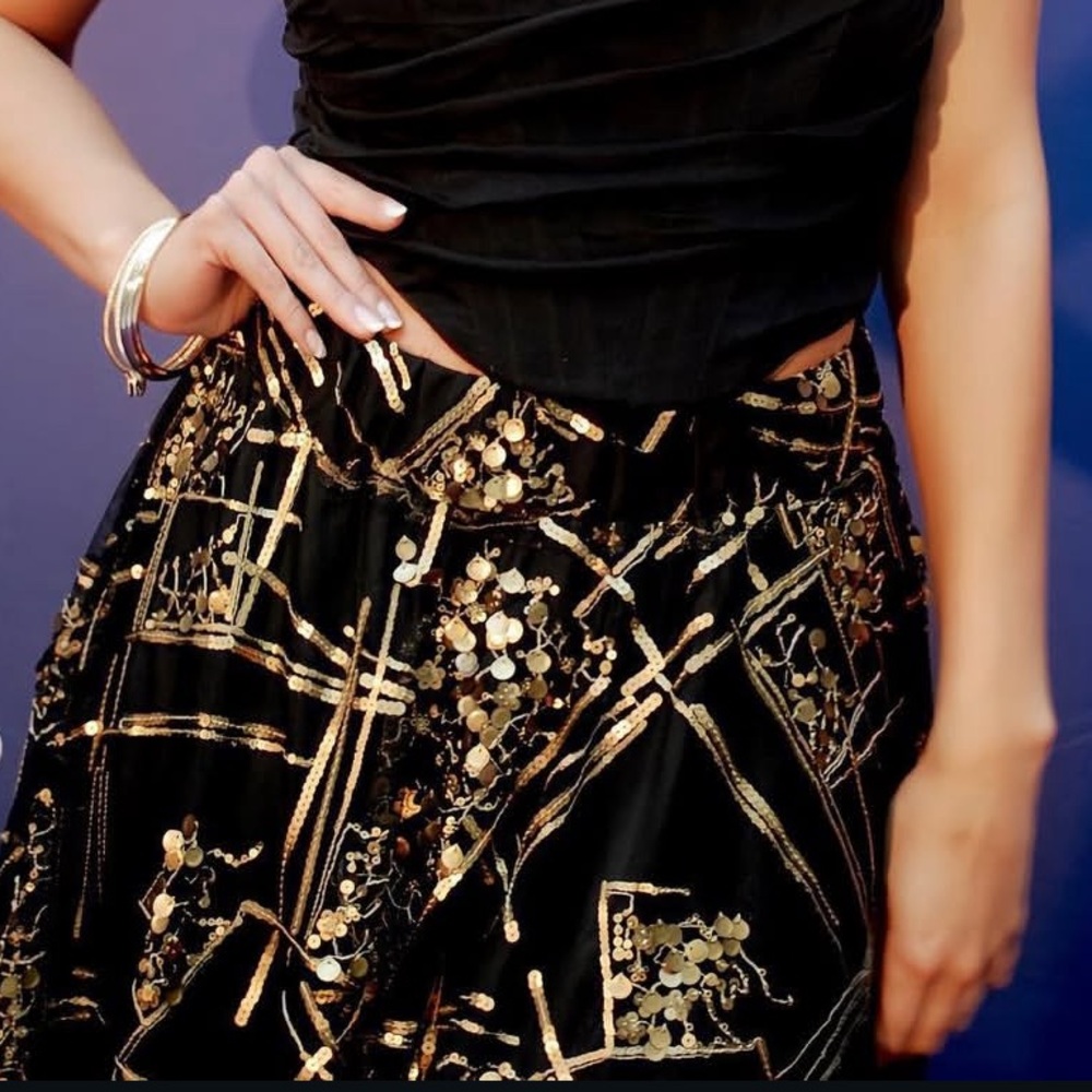 Strapless Black and Gold Sequin Skirt